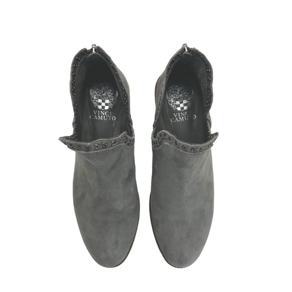 Vince Camuto Prafinta Studded Suede Moto Ankle Booties Grey Size US 7 EU 37.5